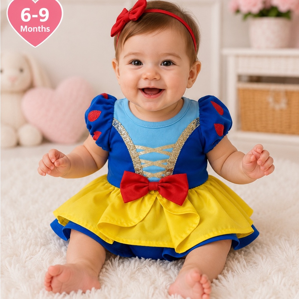 Disney Snow White Baby Bodysuit Costume Size 6 9 Months Dress Up